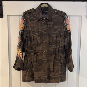 Johnny Was Embroidered Camouflage Utility Jacket